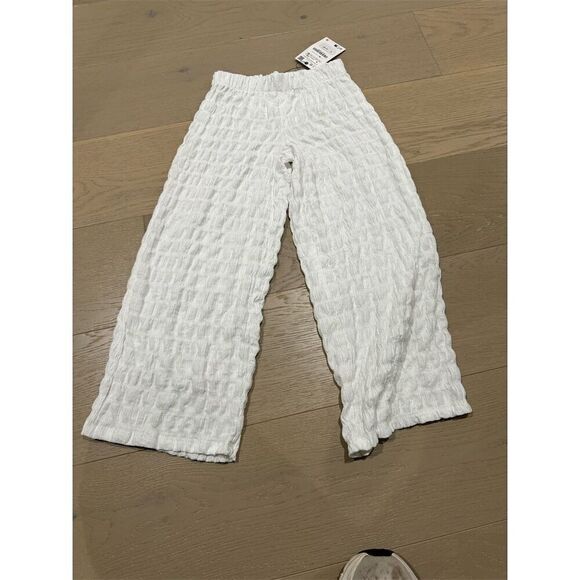 Zara Pants - Zara Girls Wide-Leg White Pants Size 8 Elastic Waist Casual